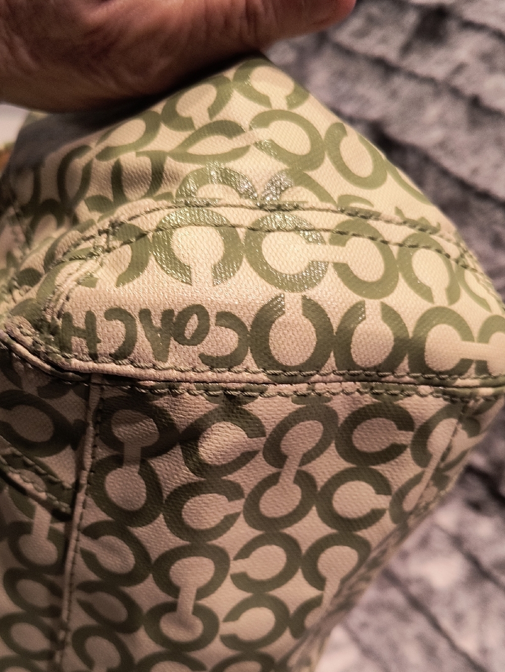 Coach Green Signature Logo Bag with Leather Trim Women's - Picture 7 of 12